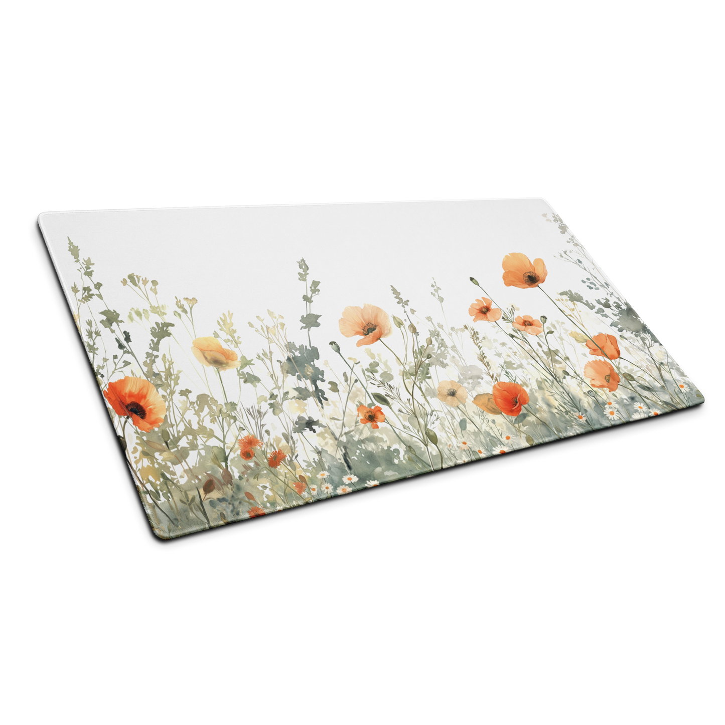 Wild Bloom: Orange Wildflower Floral White Mouse Pad