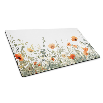 Wild Bloom: Orange Wildflower Floral White Mouse Pad