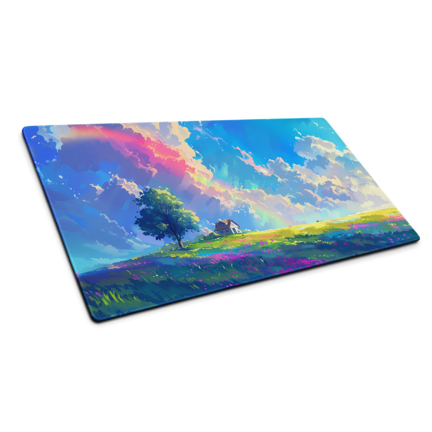 Rainbow Residence: Pastel Field Gaming Mouse Pad