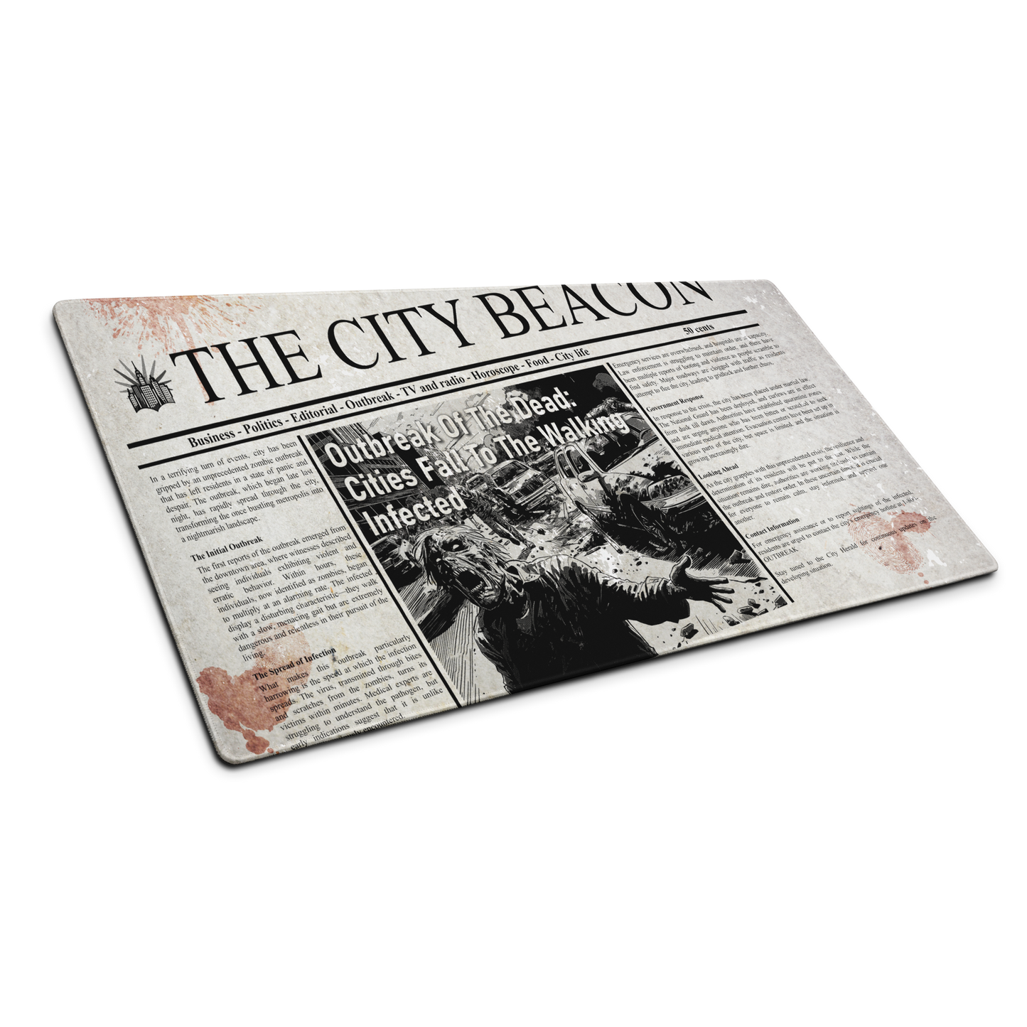 The Outbreak: Zombie Newspaper Mouse Pad