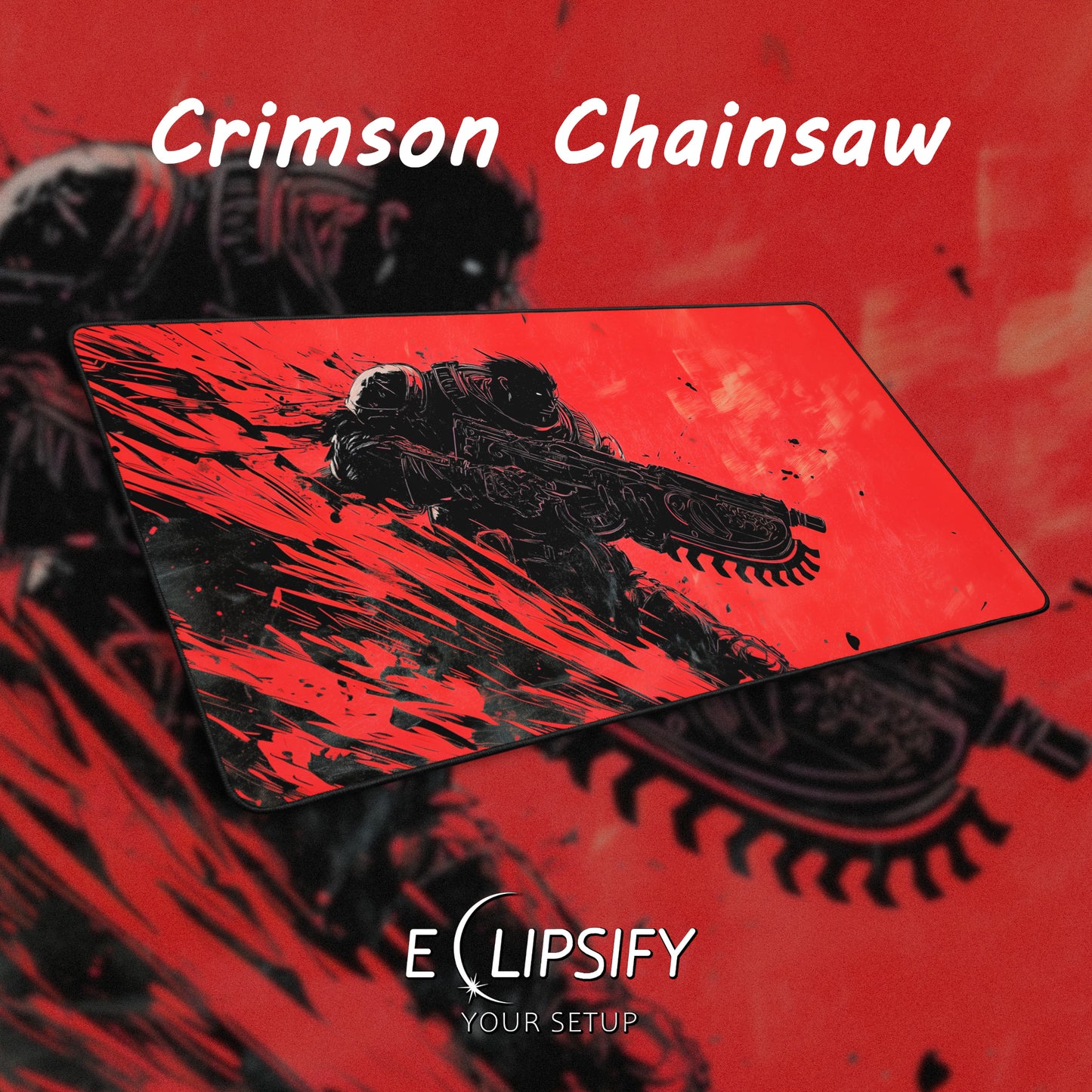 Crimson Chainsaw: Gears Soldier Gaming Mouse Pad