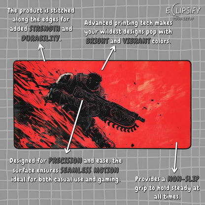 Crimson Chainsaw: Gears Soldier Gaming Mouse Pad