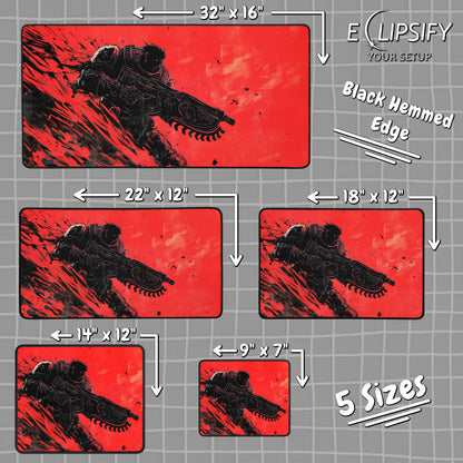 Crimson Chainsaw: Gears Soldier Gaming Mouse Pad