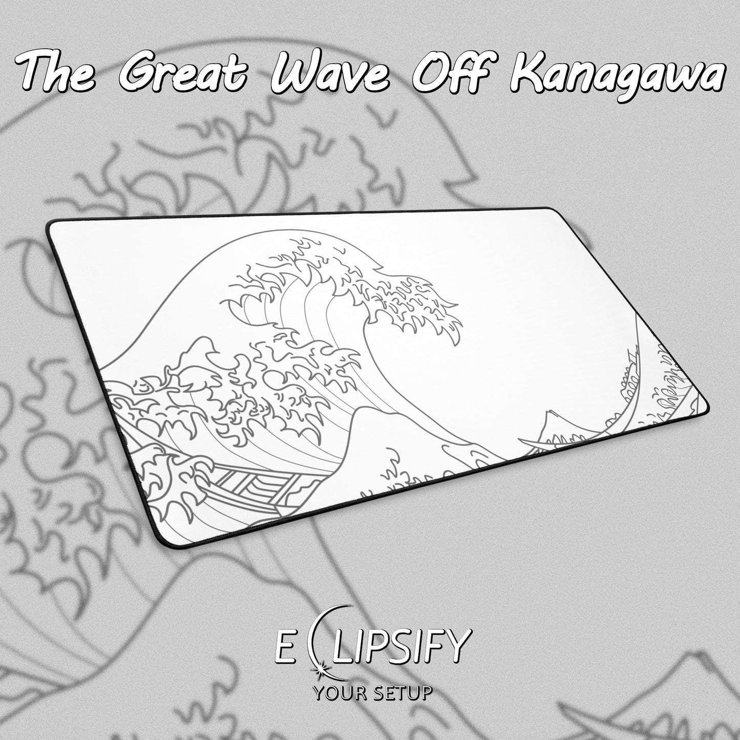 The Great Wave Off Kanagawa White Minimalist Gaming Mouse Pad