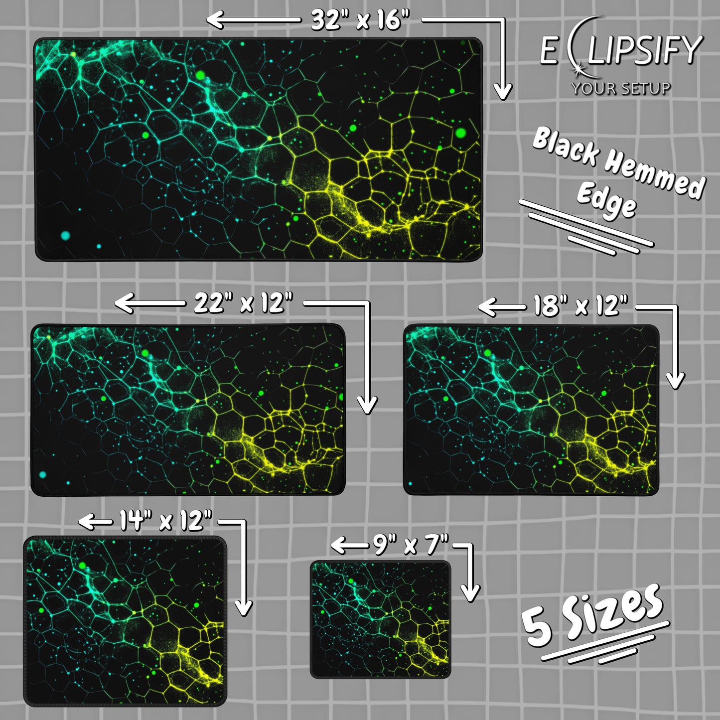 Toxic Honeycomb: Yellow and Green Pattern Gaming Mouse Pad