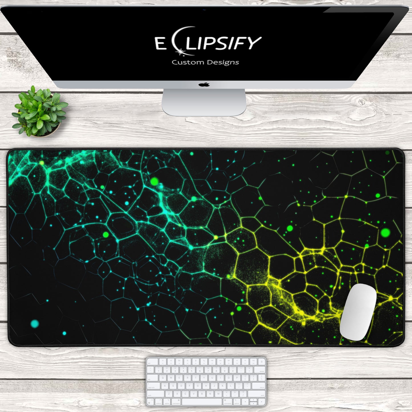Toxic Honeycomb: Yellow and Green Pattern Gaming Mouse Pad