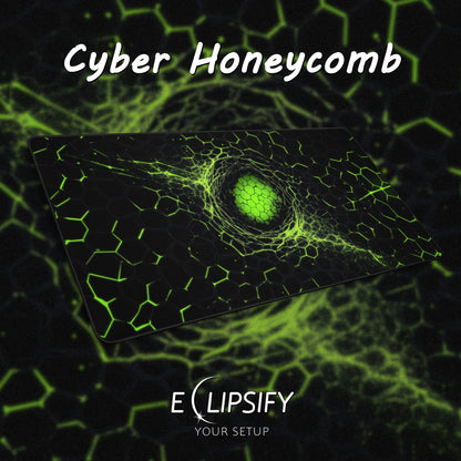 Cyber Honey Comb: Green Hexagon Pattern Gaming Mouse Pad