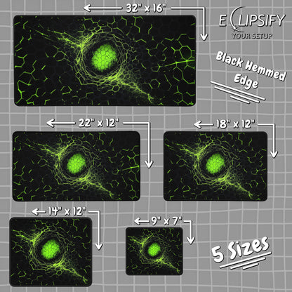 Cyber Honey Comb: Green Hexagon Pattern Gaming Mouse Pad
