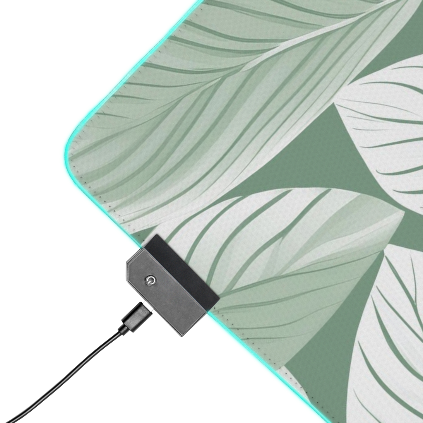 Leafy Layers: Green Leaf Minimalist Pattern Mouse Pad