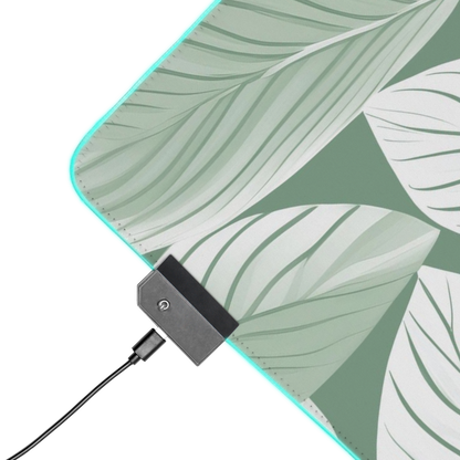 Leafy Layers: Green Leaf Minimalist Pattern Mouse Pad