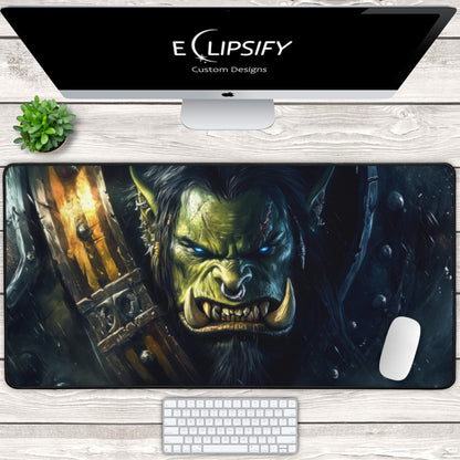 Chieftain's Rage: Green Orc Gaming Mouse Pad