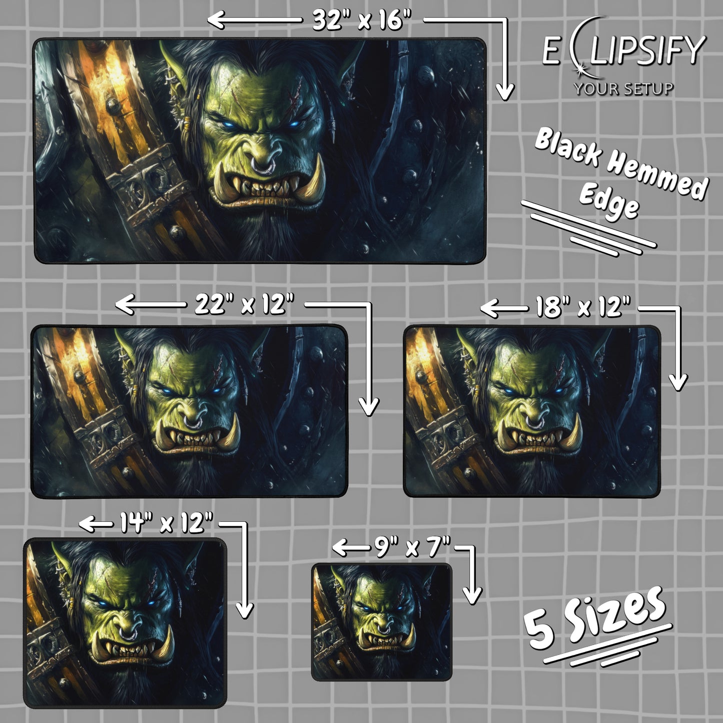 Chieftain's Rage: Green Orc Gaming Mouse Pad