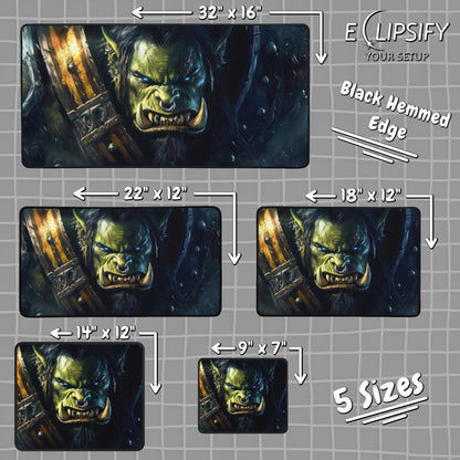 Chieftain's Rage: Green Orc Gaming Mouse Pad