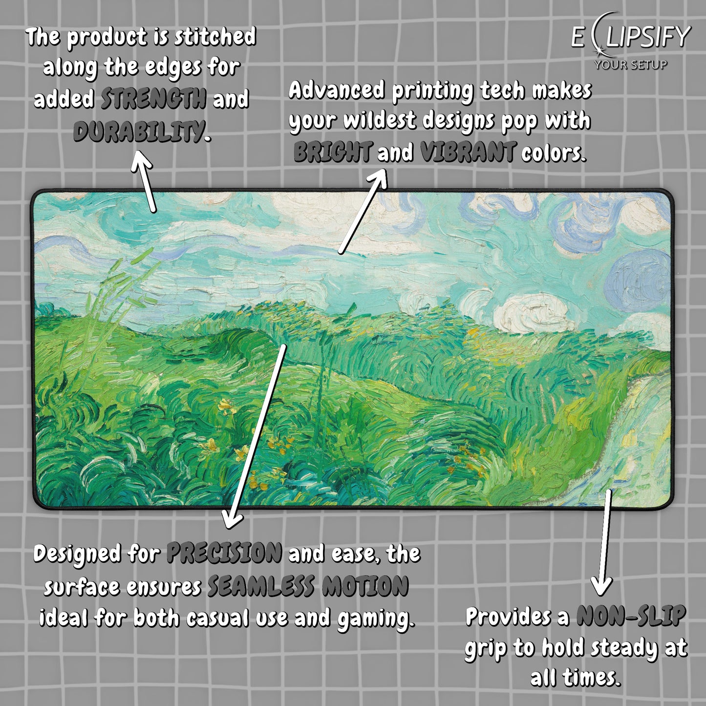 Green Wheat Fields Auvers: Vincent Van Gogh Mouse Pad