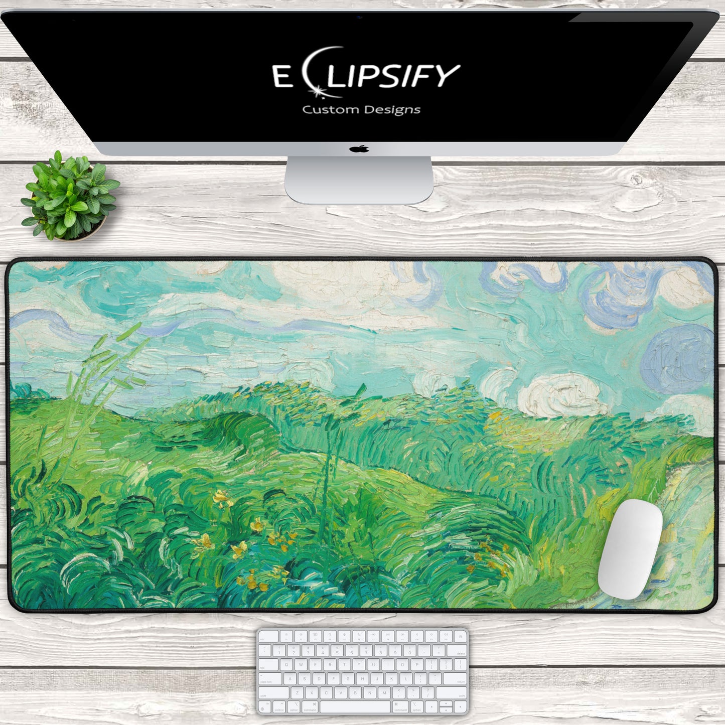 Green Wheat Fields Auvers: Vincent Van Gogh Mouse Pad
