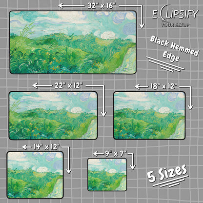 Green Wheat Fields Auvers: Vincent Van Gogh Mouse Pad