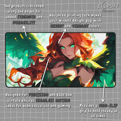 Arcane Archer: Green Ranger Anime Girl Gaming Mouse Pad