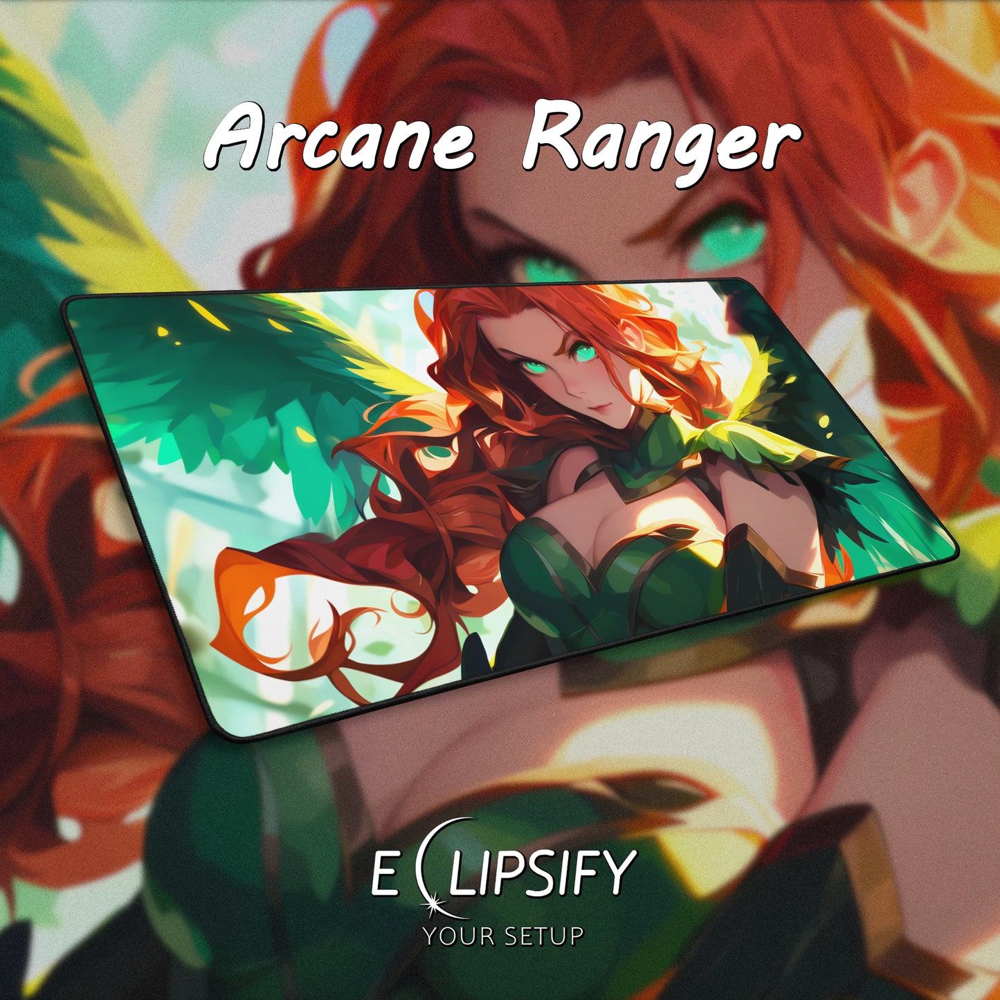 Arcane Archer: Green Ranger Anime Girl Gaming Mouse Pad