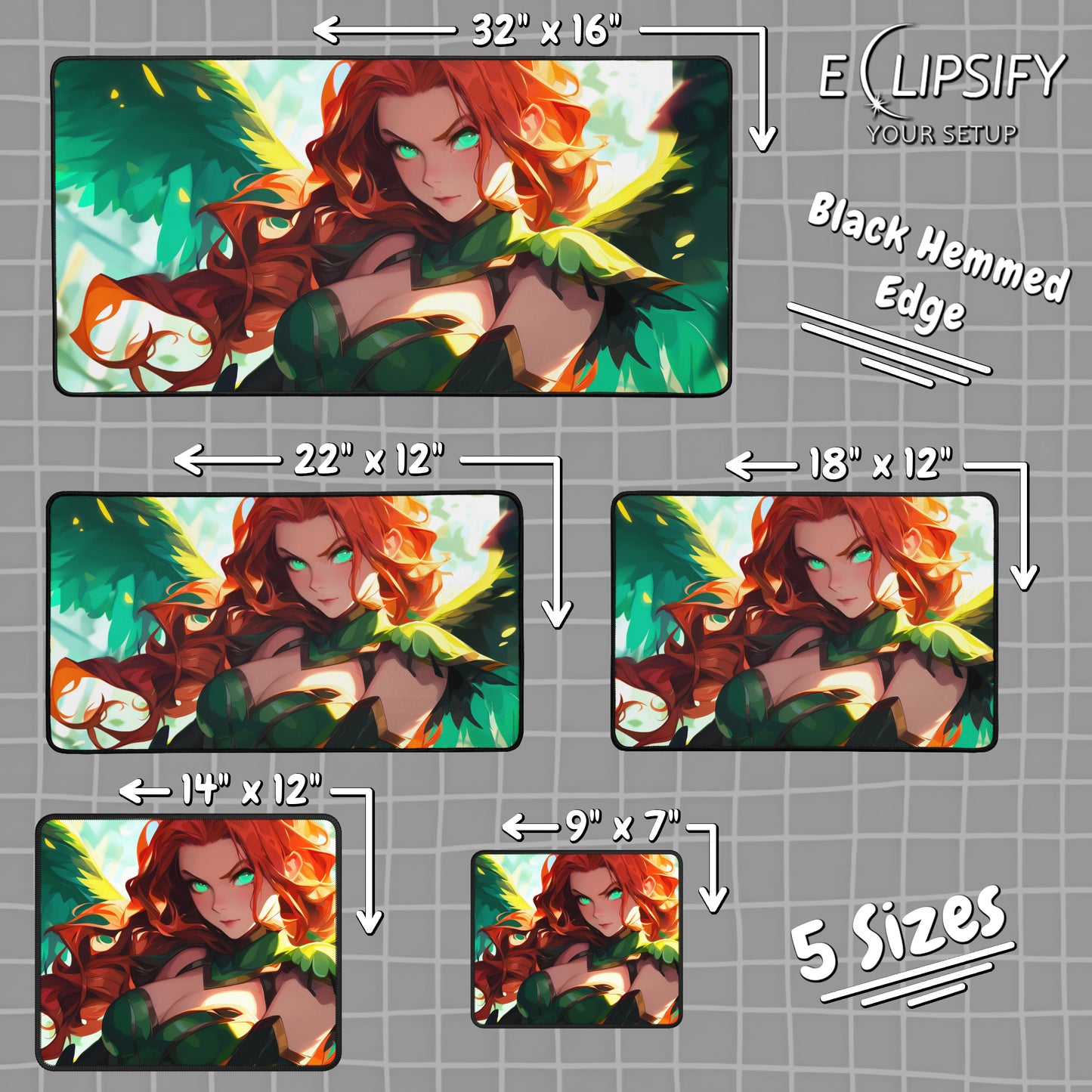 Arcane Archer: Green Ranger Anime Girl Gaming Mouse Pad