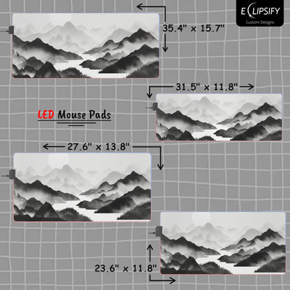 Silent Slopes: White And Grey Mountains Landscape Minimalist Mouse Pad
