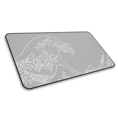 The Great Wave Off Kanagawa Grey Minimalist Gaming Mouse Pad