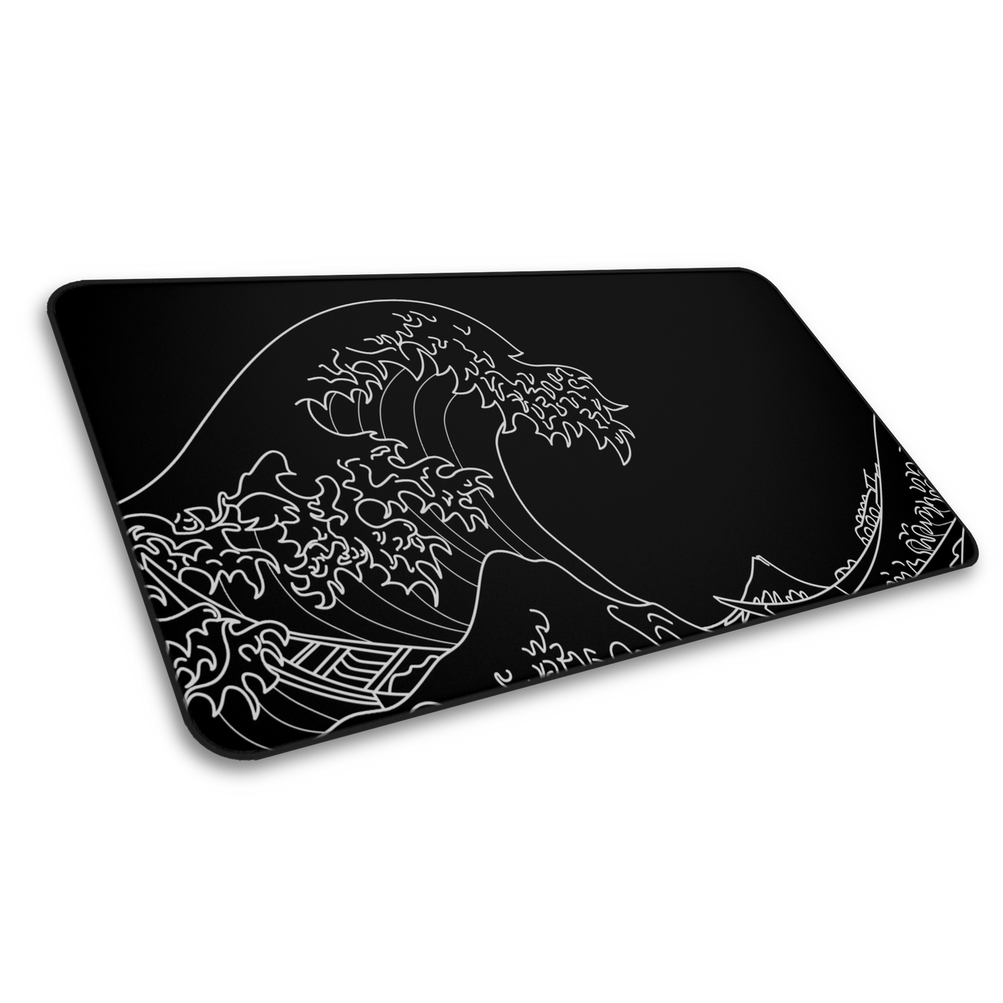 The Great Wave Off Kanagawa Black Minimalist Gaming Mouse Pad