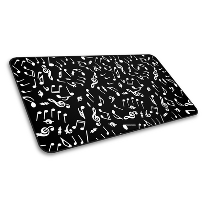Harmony Lines: Music Notes Black Minimalist Pattern Mouse Pad