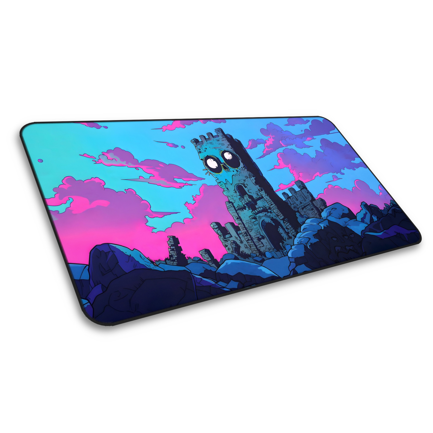 Nightmare Fortress: Blue And Pink Castle Gaming Mouse Pad