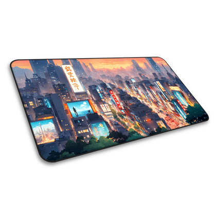 Digital District: Pixel Art Cyberpunk City Gaming Mouse Pad