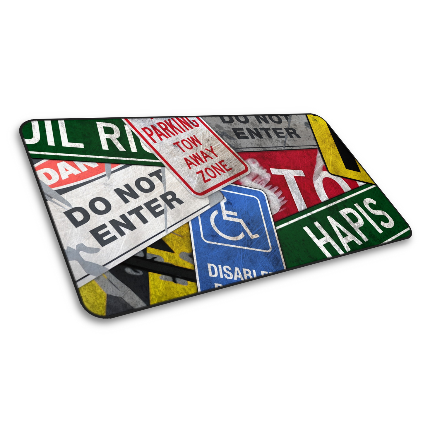 Road Kill: Rusty Road Sign Gaming Mouse Pad