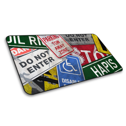 Road Kill: Rusty Road Sign Gaming Mouse Pad