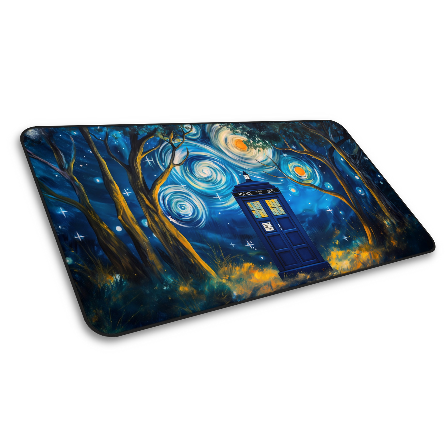 Starry Night Police Box Gaming Mouse Pad
