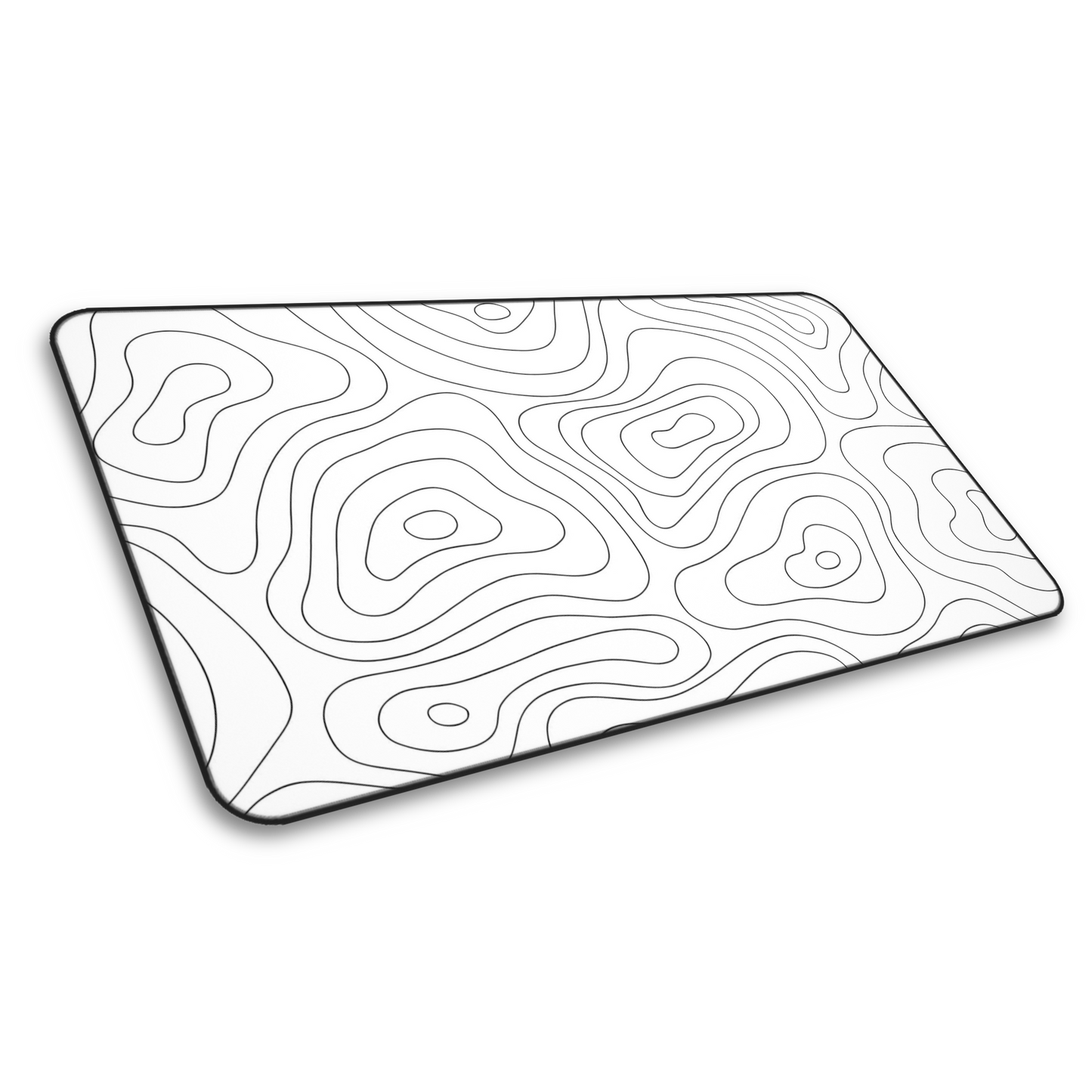 Contour Canvas: White Topographic Pattern Gaming Mouse Pad
