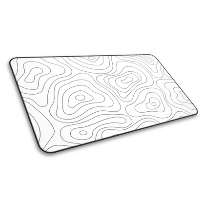 Contour Canvas: White Topographic Pattern Gaming Mouse Pad