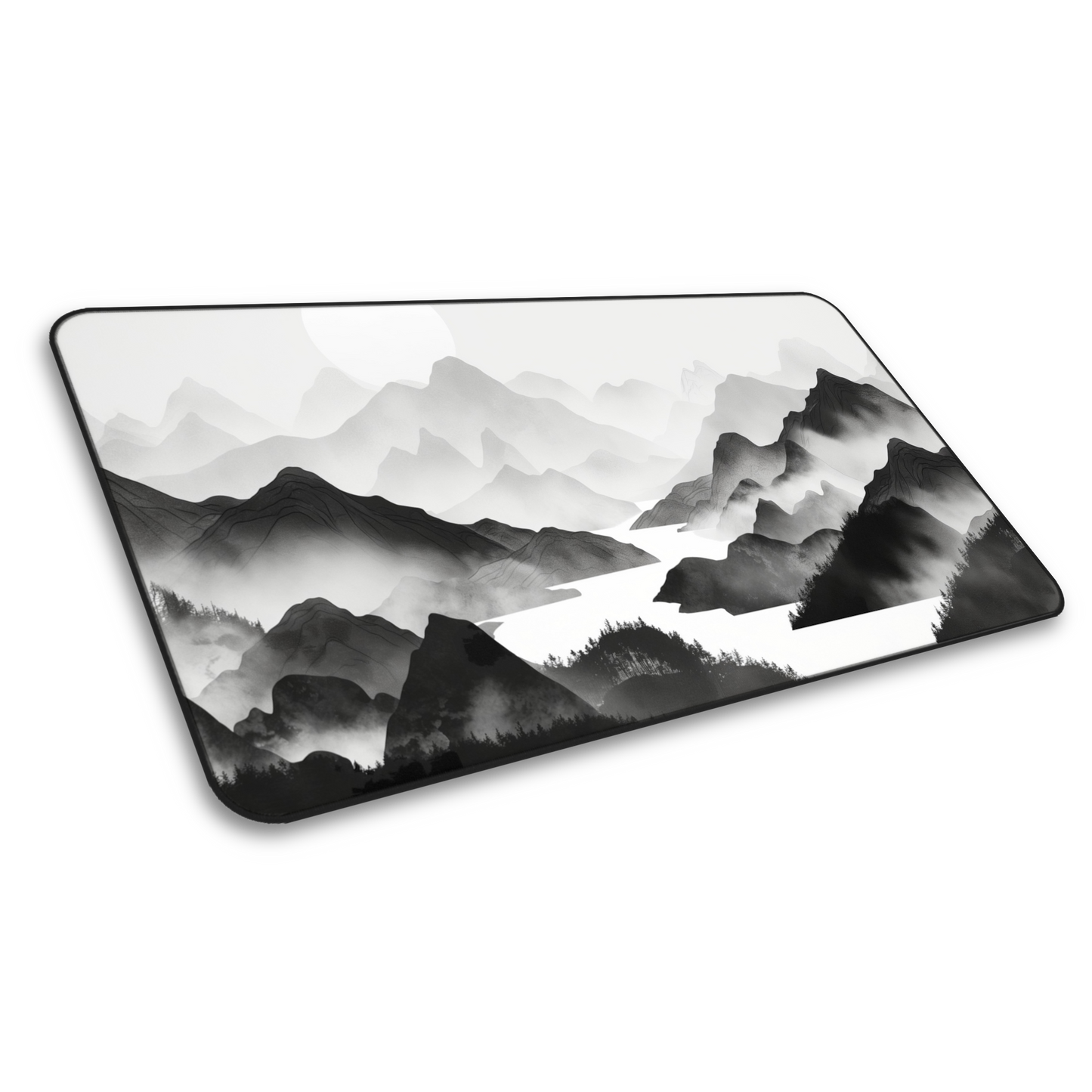 Silent Slopes: White And Grey Mountains Landscape Minimalist Mouse Pad