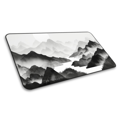 Silent Slopes: White And Grey Mountains Landscape Minimalist Mouse Pad