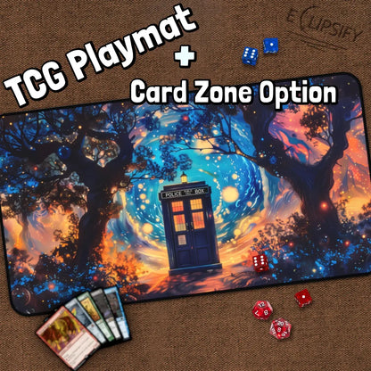 Blue Portal Of Time: Starry Night Police Box TCG Playmat