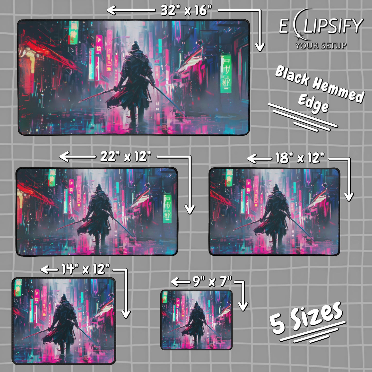 Future Warrior: Cyberpunk Samurai Gaming Mouse Pad