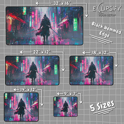 Future Warrior: Cyberpunk Samurai Gaming Mouse Pad