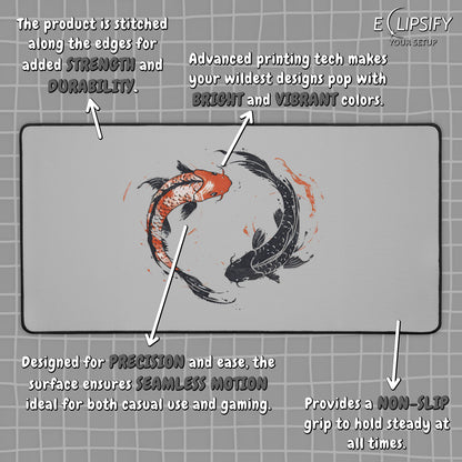 Koi Yin: Koi Fish Yin Yang Minimalist Mouse Pad