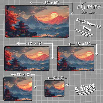 Sacred Zen: Japanese Pixel Art 8 Bit Landscape Gaming Mouse Pad