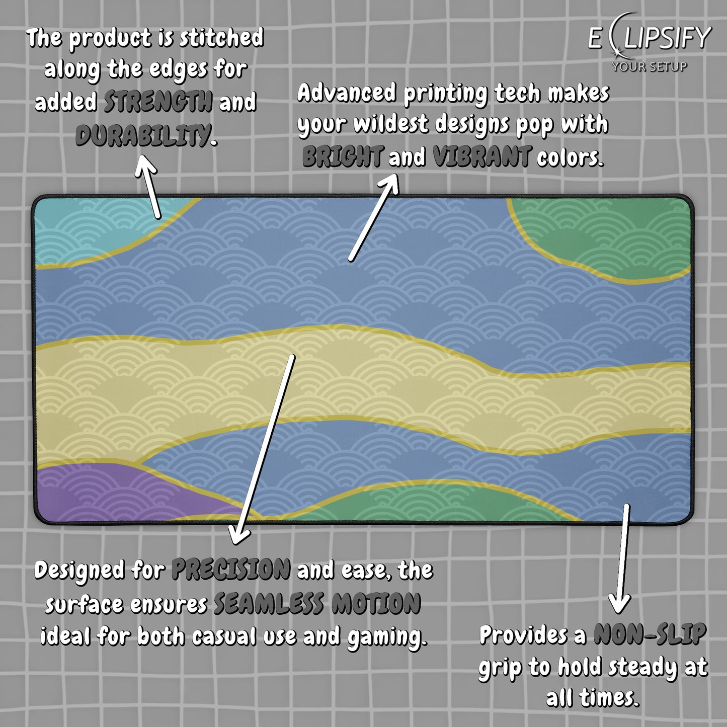 Japanese Waveform: Waves Minimalist Mouse Pad