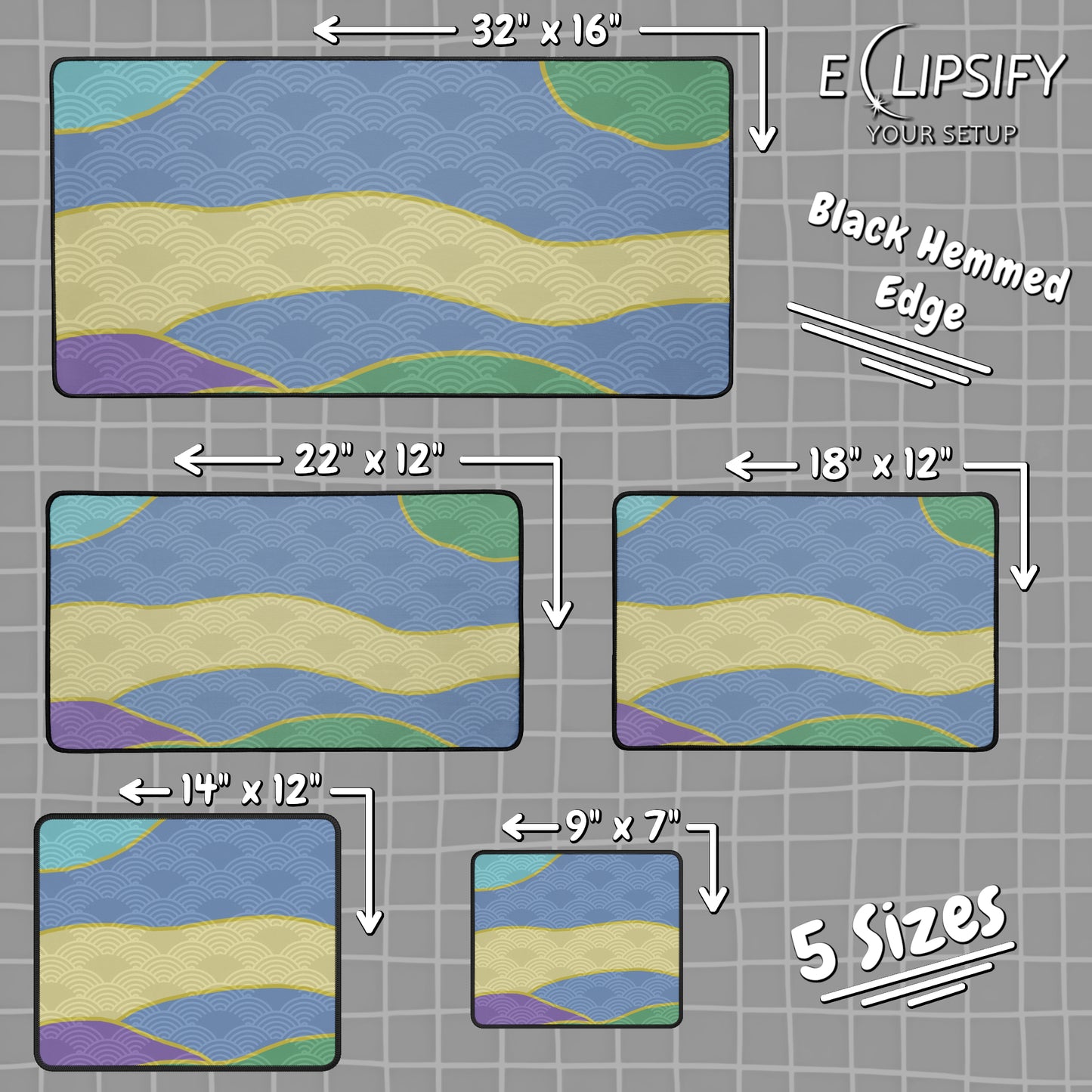 Japanese Waveform: Waves Minimalist Mouse Pad