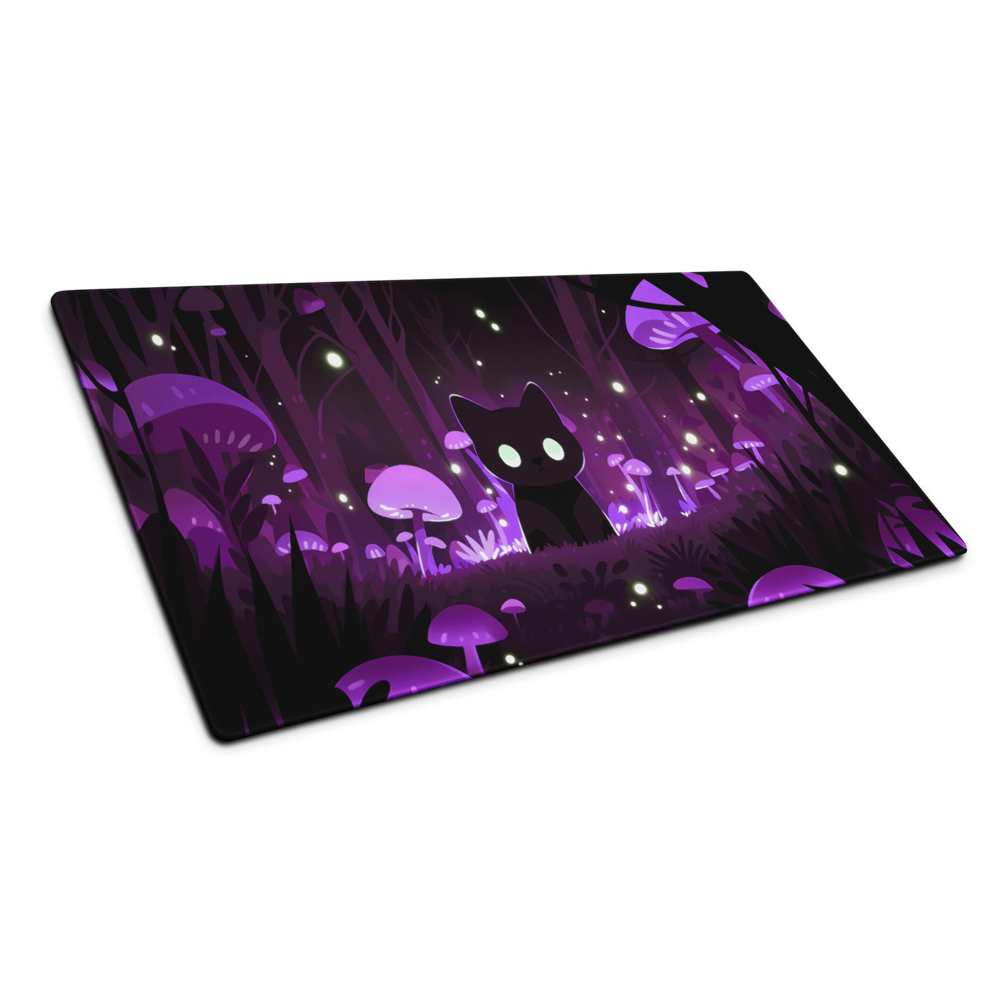 Mushroom Core: Kawaii Cat Purple Gaming Mouse Pad