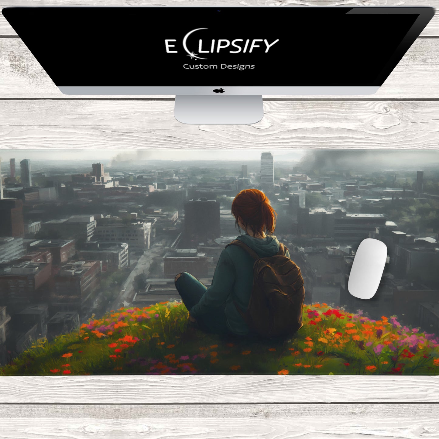 Two Worlds: Girl Zombie Apocalypse Mouse Pad