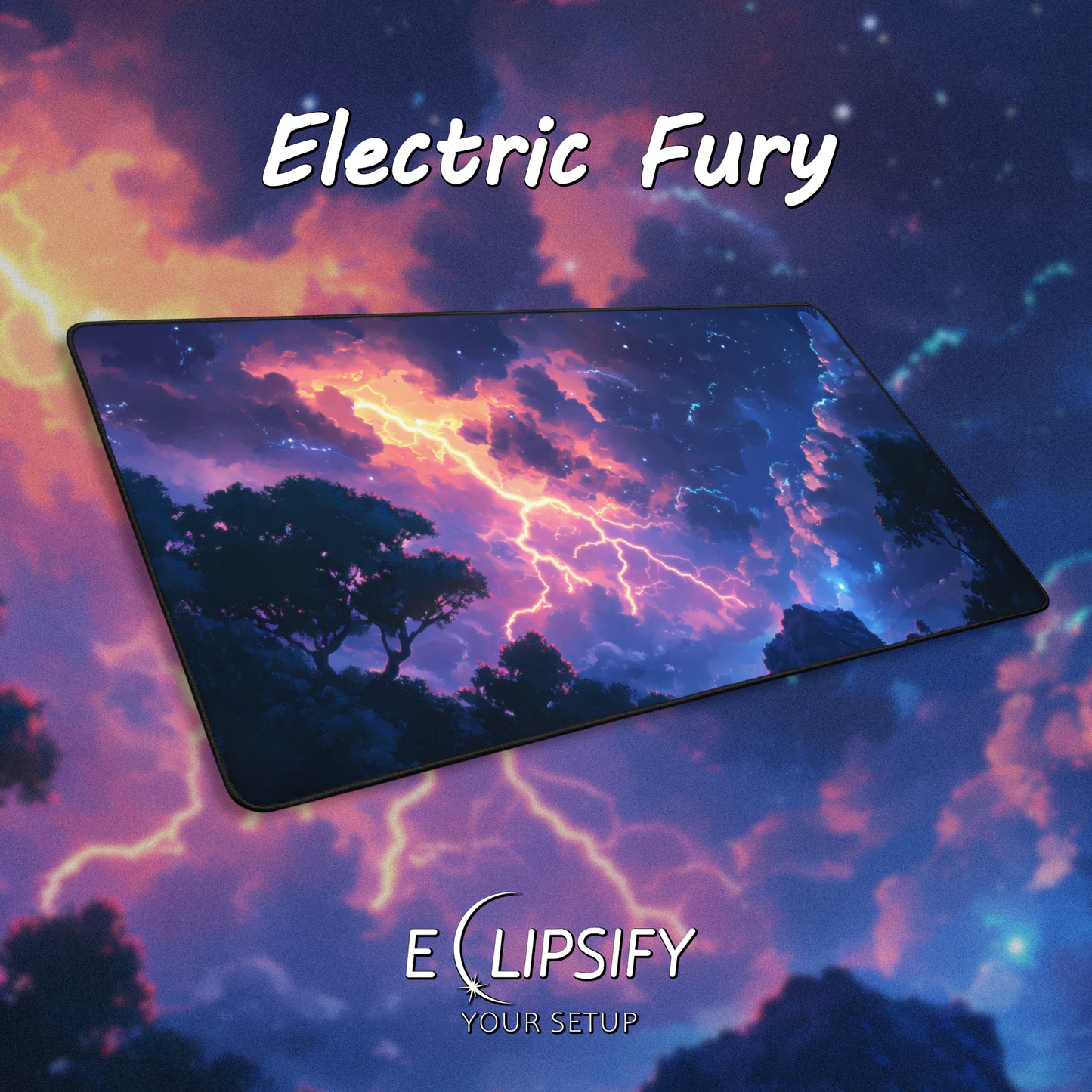 Electric Fury: Lighting Storm Landscape Mouse Pad