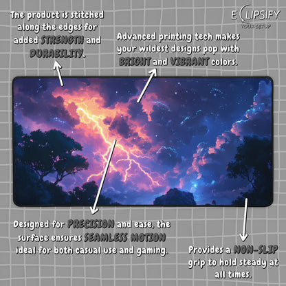Electric Fury: Lighting Storm Landscape Mouse Pad