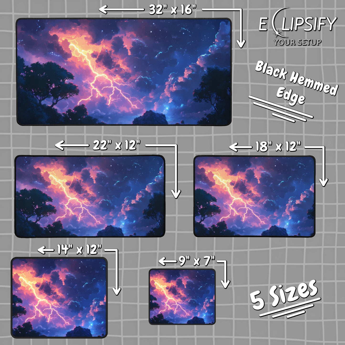 Electric Fury: Lighting Storm Landscape Mouse Pad