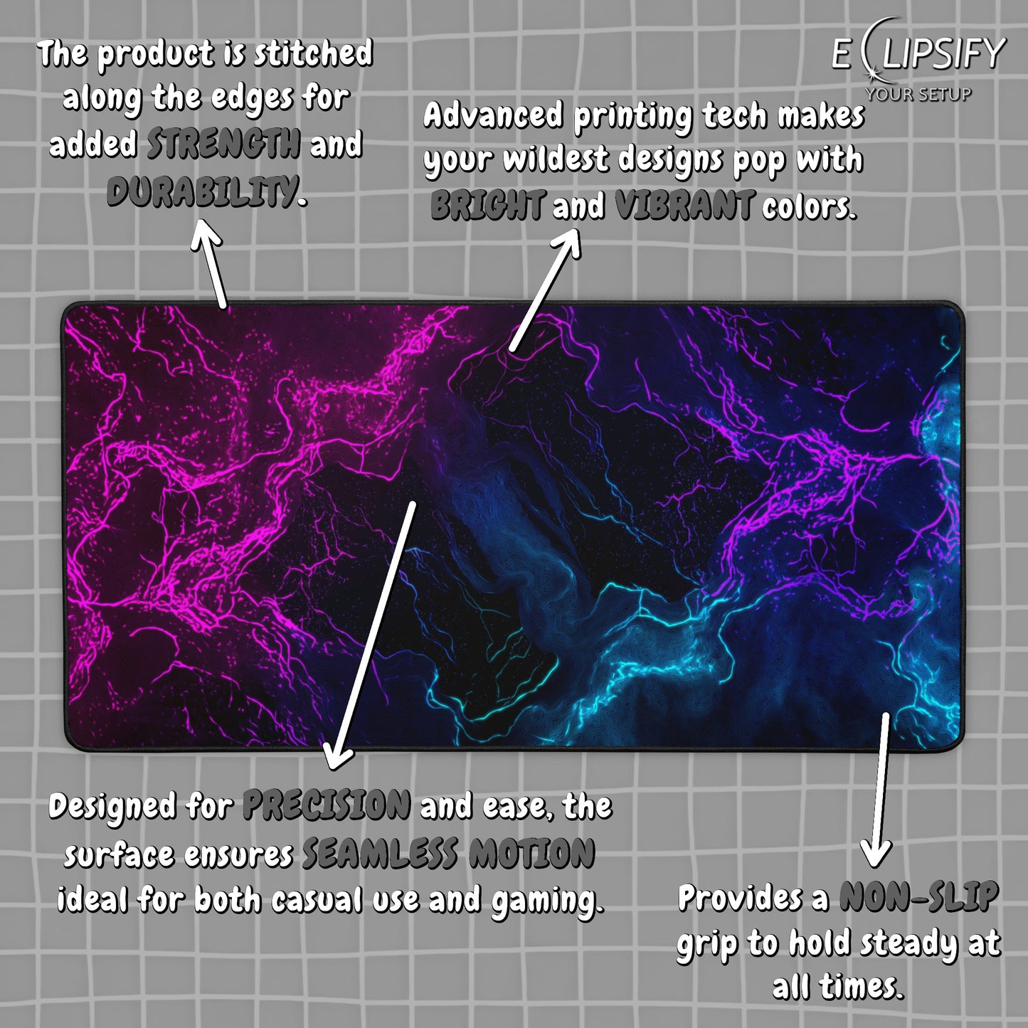 Neon Horizon: Line Art Gaming Mouse Pad
