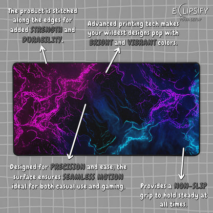 Neon Horizon: Line Art Gaming Mouse Pad